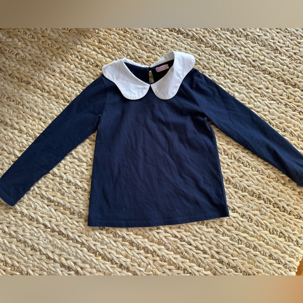 La Coqueta Navy Blue Kids top with White Collar 8y